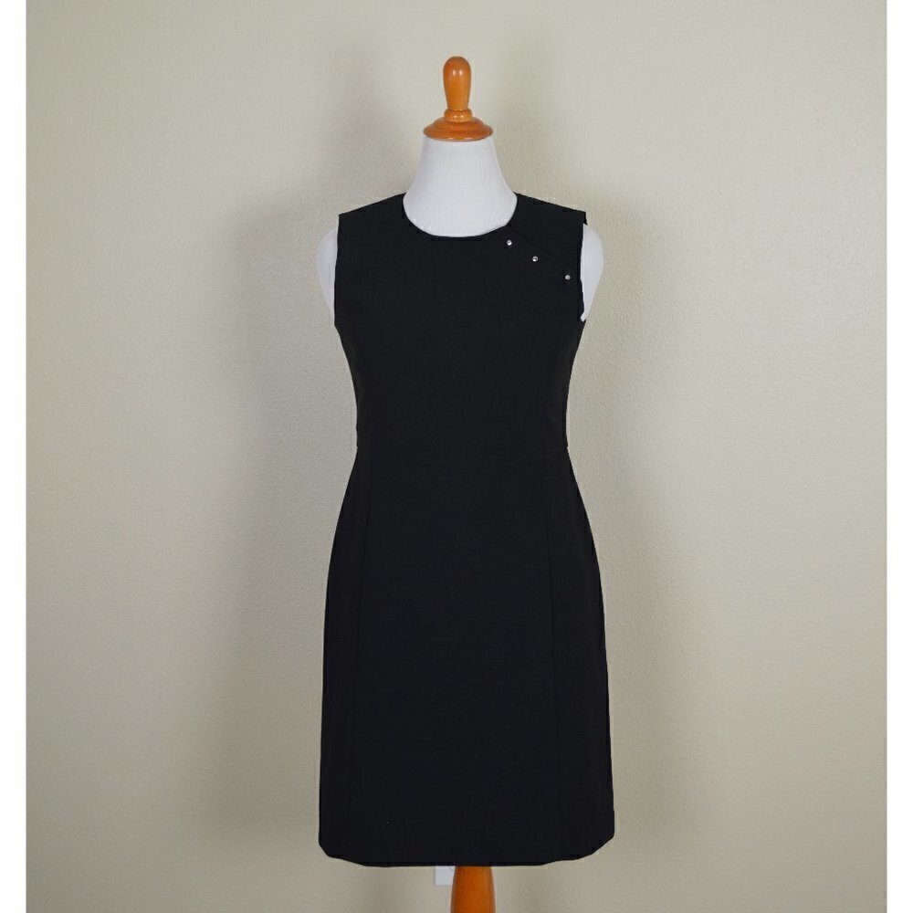 DKNY Button Shoulder Sheath Dress Black 10 - Picture 1 of 8